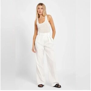 Because of Alice longline dad trousers white high waisted wide leg size‎ medium